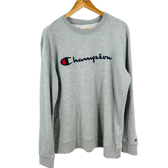 Champion‎ Gray French Terry Crew Neck Sweatshirt Men’s Large - Picture 7 of 9